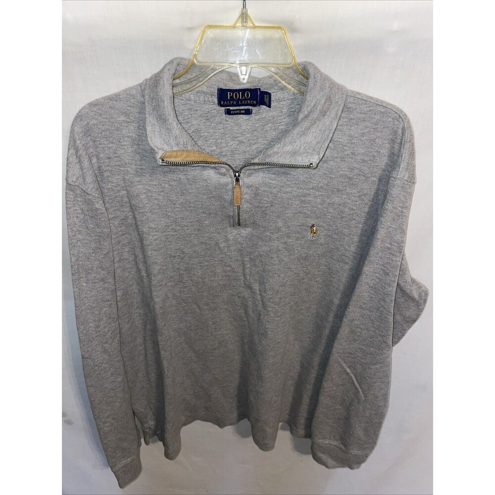 Polo Ralph Lauren Estate Rib Men’s Flesh Pony Sweat Shirt Sz XL Gray Athleisure